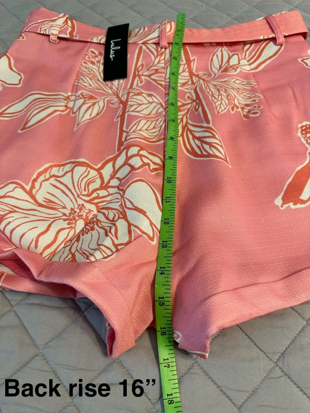 NWT Lulu's Pink Floral High-Rise Belted Shorts - Large
